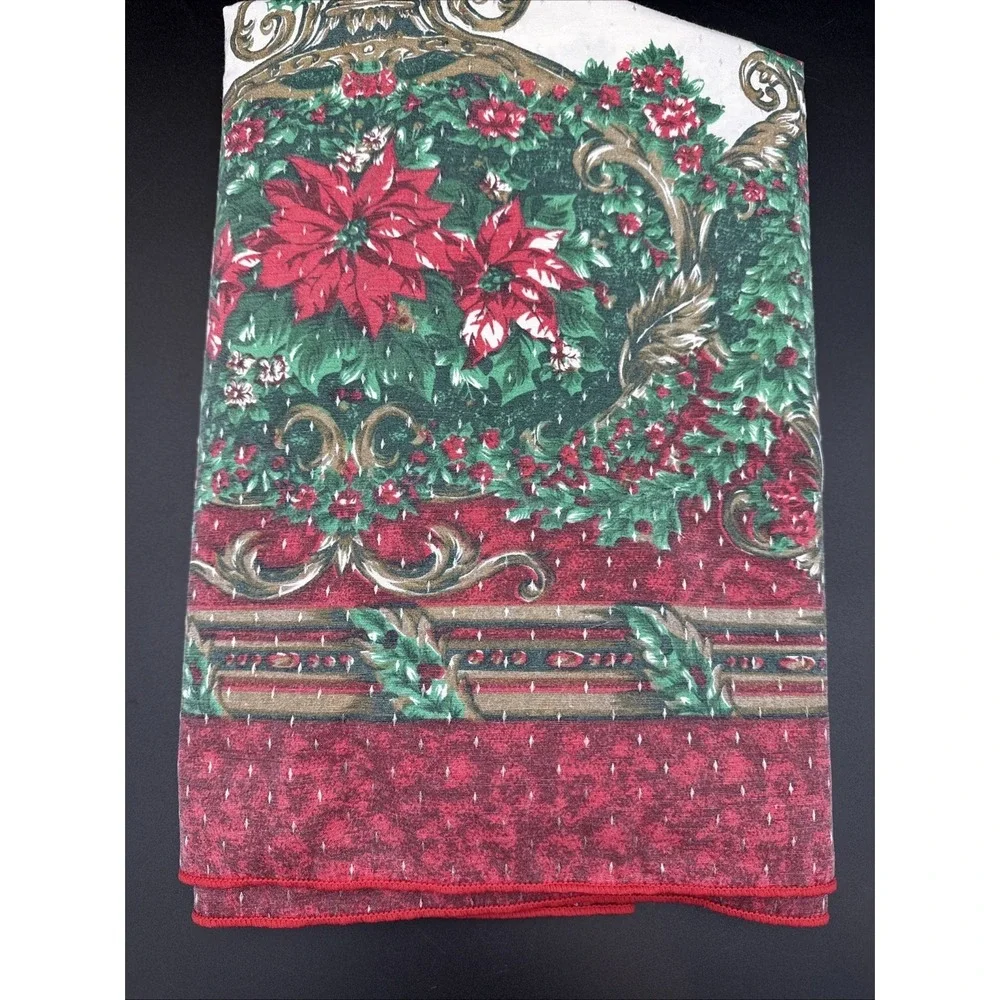 vintage christmas tablecloth rectangle 68 X 52
